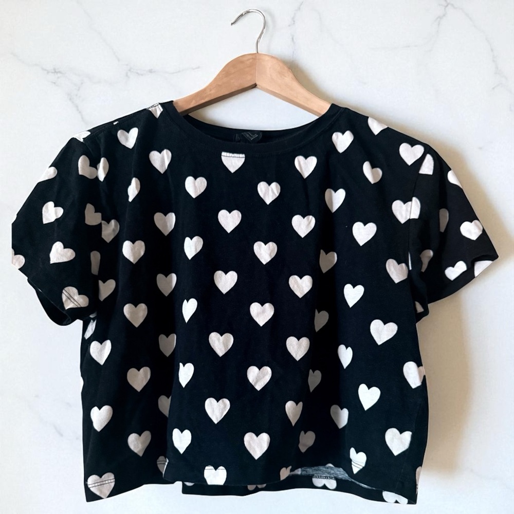 Forever 21 Black Crop Top with Hearts